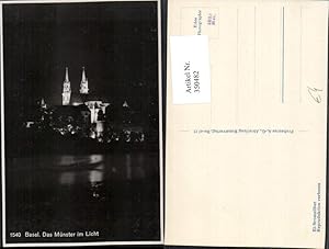 Bild des Verkufers fr 350482,Basel b. Nacht Mnster Kirche im Licht zum Verkauf von Versandhandel Lehenbauer