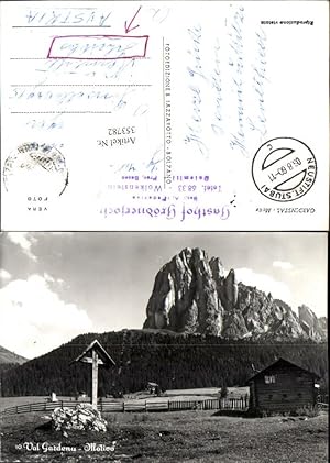 Bild des Verkufers fr 353782,Trentino Bolzano Val Gardena Motivo Wegkreuz Bergkulisse b. Wolkenstein zum Verkauf von Versandhandel Lehenbauer
