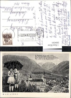 Bild des Verkufers fr 2004261,Mariazell Totale Junge u. Mdchen in Tracht Regenschirm Schirm Regen zum Verkauf von Versandhandel Lehenbauer