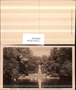 Bild des Verkufers fr 2004342,Wiesbaden Anlagen auf d. Warmen Damm m. Denkmal Kaiser Wilhelm 1 zum Verkauf von Versandhandel Lehenbauer
