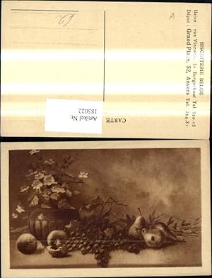 Bild des Verkufers fr 185022,Knstler Ak Stillleben Birnen Weintrauben pfel Blumenvase Essen zum Verkauf von Versandhandel Lehenbauer