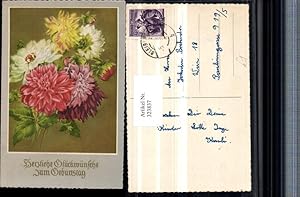 Bild des Verkufers fr 323837,Knstler AK Geburtstag Blumenstrau Astern Blumen zum Verkauf von Versandhandel Lehenbauer
