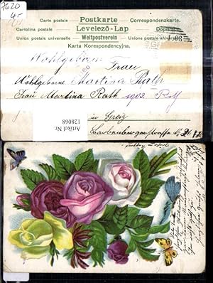 Imagen del vendedor de 128068,Blumen Gelbe u. Rosa Rosen Schmetterlinge a la venta por Versandhandel Lehenbauer