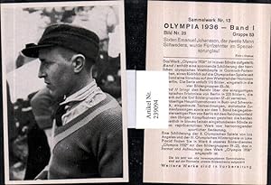 Bild des Verkufers fr 239094,Sammelbild Olympia 1936 Gruppe 53 Bild 28 Sixten Emanuel Johansson zum Verkauf von Versandhandel Lehenbauer