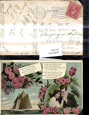 Bild des Verkufers fr 267643,Schiff Segelschiff Paar Liebe Rosen Blumen Text Spruch zum Verkauf von Versandhandel Lehenbauer
