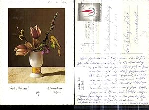 Bild des Verkufers fr 268162,Blumen Kuhschelle Palmktzchen Vase Passepartout Stempel Ausstellung Maximilian Innsbruck 1969 zum Verkauf von Versandhandel Lehenbauer