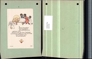 Bild des Verkufers fr 323755,Knstlerkarte aufgeklebt IBM Spruch Zitat Jesuskind Krippe schwarze Kinder Engel zum Verkauf von Versandhandel Lehenbauer