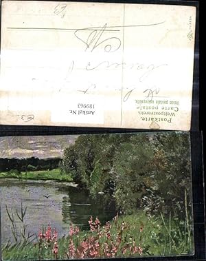 Seller image for 189963,Knstler Ak See Teich Landschaft Schilf Ufer for sale by Versandhandel Lehenbauer