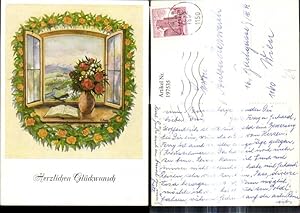 Seller image for 197535,Knstler Ak Erich Macho Am Fenster Blumenvase Buch Vogel a. Fenster Blumengirlande Rosen for sale by Versandhandel Lehenbauer