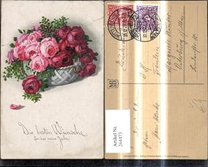 Bild des Verkufers fr 264473,Knstler Ak Meissner & Buch 2474 Rote Rosen Blumen i. Schale Neujahr zum Verkauf von Versandhandel Lehenbauer