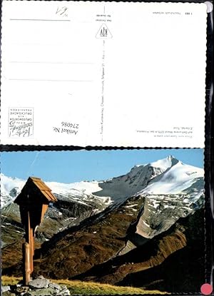 Bild des Verkufers fr 274086,Blick vom Tuxerjoch auf Gefrorene Wand b. Hintertux Wegkreuz Bergkulisse zum Verkauf von Versandhandel Lehenbauer