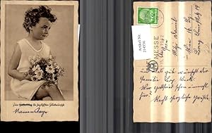 Bild des Verkufers fr 214536,Kind Mdchen m. Blumen Glckwunsch z. Namenstag Stempel Wiener Messe Mrz 1942 zum Verkauf von Versandhandel Lehenbauer