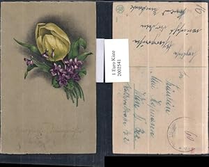 Bild des Verkufers fr 2002541,Glckwunschkarte Tulpe Veilchen Blumen zum Verkauf von Versandhandel Lehenbauer