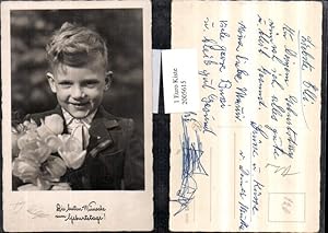 Bild des Verkufers fr 2005615,Geburtstag Junge m. Blumenstrau Tulpen Portrait zum Verkauf von Versandhandel Lehenbauer