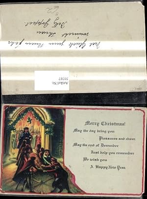 Bild des Verkufers fr 59387,Weihnachten Kirche Menschen Baumstamm Merry Christmas zum Verkauf von Versandhandel Lehenbauer