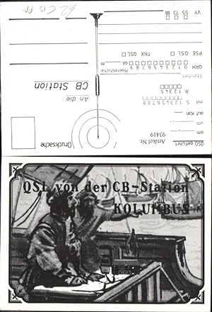 Bild des Verkufers fr 93419,QSL CB Karte Kolumbus Schiff Mnner zum Verkauf von Versandhandel Lehenbauer