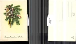 Bild des Verkufers fr 169262,Neujahr Knstlerkarte Tannenzweige Kuckucksuhr Uhr Pilze zum Verkauf von Versandhandel Lehenbauer