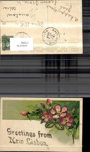 Seller image for 173981,Wisconsin Greetings from New Lisbon Prge Ak Glitzerschrift Blume Rose for sale by Versandhandel Lehenbauer