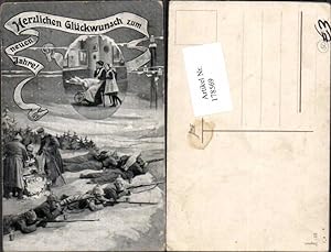 Bild des Verkufers fr 178569,Neujah Kriegsneujahr Soldaten am Feuer Kinder daheim patriotik zum Verkauf von Versandhandel Lehenbauer