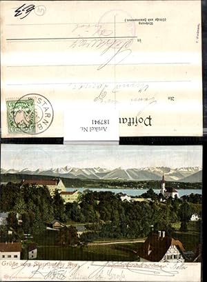 Bild des Verkufers fr 187941,Gre vom Starnberger See Starnberg m. Blick ins Gebirge Teilansicht zum Verkauf von Versandhandel Lehenbauer