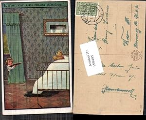 Seller image for 158485,Teddy Teddybr im Bett Kind zielt mit Gewehr einer von uns muss sterben HSB sign for sale by Versandhandel Lehenbauer