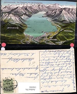 Bild des Verkufers fr 156581,Traunsee a. d. Vogelschau Salzkammergut Lagekarte 1922 pub F E Brandt 1296 c zum Verkauf von Versandhandel Lehenbauer