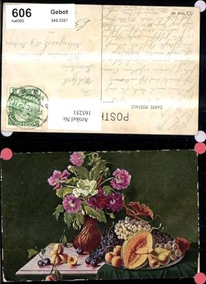 Bild des Verkufers fr 165251,Stillleben Obst Blumenvase Melone Birne Weintrauben Marille Zwetschge Pflaumen zum Verkauf von Versandhandel Lehenbauer
