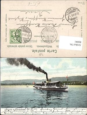 Bild des Verkufers fr 86041,Gru v. Zrichsee Dampfer Schiff Zrich Kt St Gallen zum Verkauf von Versandhandel Lehenbauer