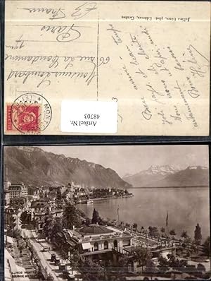 Image du vendeur pour 48703,Montreux Batiment des Sports Luftbild Strasse mit Automobile 1923 Kt Waadt mis en vente par Versandhandel Lehenbauer