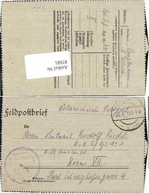 Image du vendeur pour 87681,Feldpostbrief 1918 Wien Neubau mis en vente par Versandhandel Lehenbauer