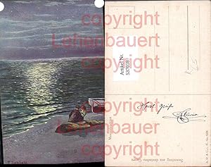Bild des Verkufers fr 537018,Knstler AK T. Dahlberg Meeresleuchten Paar Strand Mondlicht zum Verkauf von Versandhandel Lehenbauer