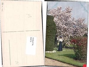 Bild des Verkufers fr 84679,Knstlerkarte Jugendstil Frau Schirm Garten zum Verkauf von Versandhandel Lehenbauer