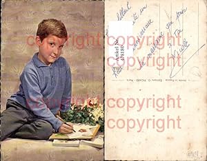 Bild des Verkufers fr 478180,Kind Bub Junge Schreiben Buch Blumen zum Verkauf von Versandhandel Lehenbauer