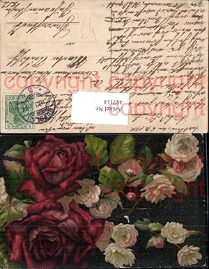 Bild des Verkufers fr 487114,Knstler Ak Weie u. Rote Rosen Blumen zum Verkauf von Versandhandel Lehenbauer