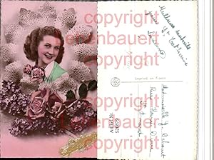 Bild des Verkufers fr 520879,Surrealismus Frau Portrait Spitze Blumen Rosen zum Verkauf von Versandhandel Lehenbauer
