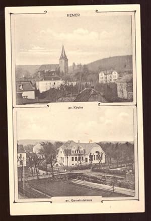 Ansichtskarte AK Hemer. 2 Motive (e. Kirche + ev. Gemeindehaus)