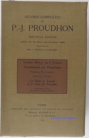 Oeuvres complètes de P.-J. Proudhon Deuxième Mémoire sur la Propriété