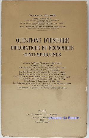 Bild des Verkufers fr Questions d'histoire diplomatique et conomique contemporaines zum Verkauf von Librairie du Bassin