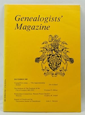 Imagen del vendedor de Genealogists' Magazine: Journal of the Society of Genealogists, Volume 23, Number 4 (December 1989) a la venta por Cat's Cradle Books