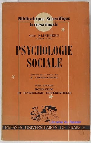 Imagen del vendedor de Psychologie sociale Tome Premier Motivation et psychologie diffrentielle a la venta por Librairie du Bassin