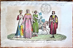 Antique Engraving. Costume della Dinastia de Capeti Plate 21*