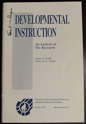 Imagen del vendedor de Developmental Instruction: An Analysis of The Research a la venta por GuthrieBooks