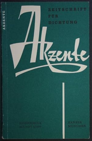 Immagine del venditore per Sonderdruck: "Eine 'unphilosophische' Sprache und ein sprachbesessener Philosoph". Reprinted from: Akzente. Zeitschrift fr Dichtung, Heft 5, 1959 venduto da Steven Wolfe Books