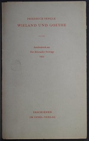 Seller image for Sonderdruck: "Wieland und Goethe. Reprinted from: Vier Biberacher Vortrge for sale by Steven Wolfe Books