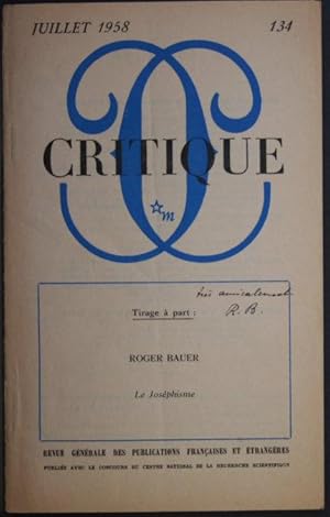 Bild des Verkufers fr Extrait, Sonderdruck: "Le Josephinisme". Reprinted from: Critique, Juillet 1958, Nr. 134 zum Verkauf von Steven Wolfe Books