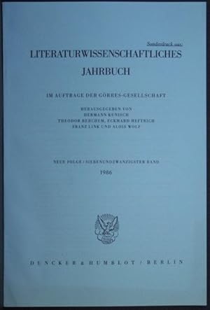 Bild des Verkufers fr Sonderdruck: "Hugo von Hofmannsthal und die venezianische Komdientradition. Fr Rudolf Hirsch". Reprinted from: Literaturwissenschaftliches Jahrbuch, N.F. Bd. 27, 1986 zum Verkauf von Steven Wolfe Books