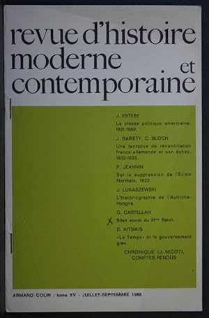 Bild des Verkufers fr Sonderdruck: "Bilan social du IIIme Reich". Offprint from: Revue d'Histoire moderne et contemporaine zum Verkauf von Steven Wolfe Books