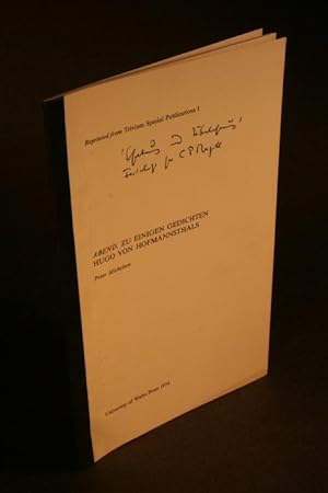 Seller image for Reprint: "Abend. Zu einigen Gedichten Hugo von Hofmannsthals". Reprinted from: Trivium Special Publications I for sale by Steven Wolfe Books