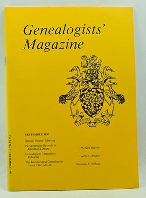 Imagen del vendedor de Genealogists' Magazine: Journal of the Society of Genealogists, Volume 24, Number 7 (September 1993) a la venta por Cat's Cradle Books