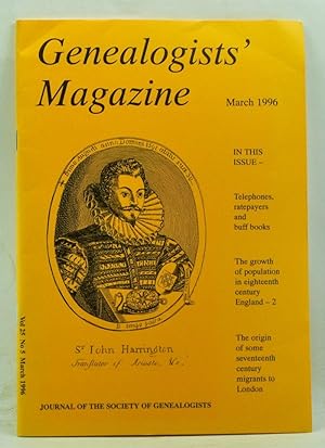 Immagine del venditore per Genealogists' Magazine: Journal of the Society of Genealogists, Volume 25, Number 5 (March 1996) venduto da Cat's Cradle Books
